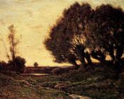 A Wooded Landscape With A Stream - 亨利·约瑟夫·哈尔皮涅斯